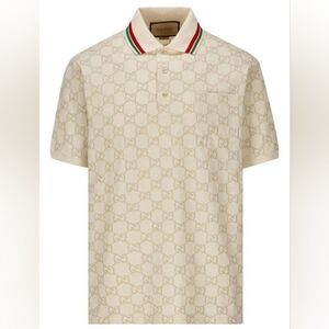 Gucci Love Parade Monogrammed Cream Men's Polo Shirt - Size IT50(Large) US XL